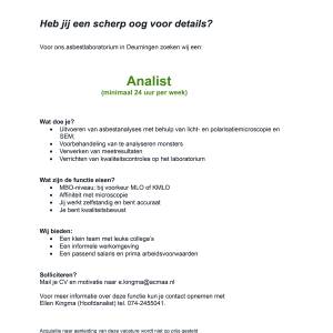 Vacature Eurofins ACMAA 2